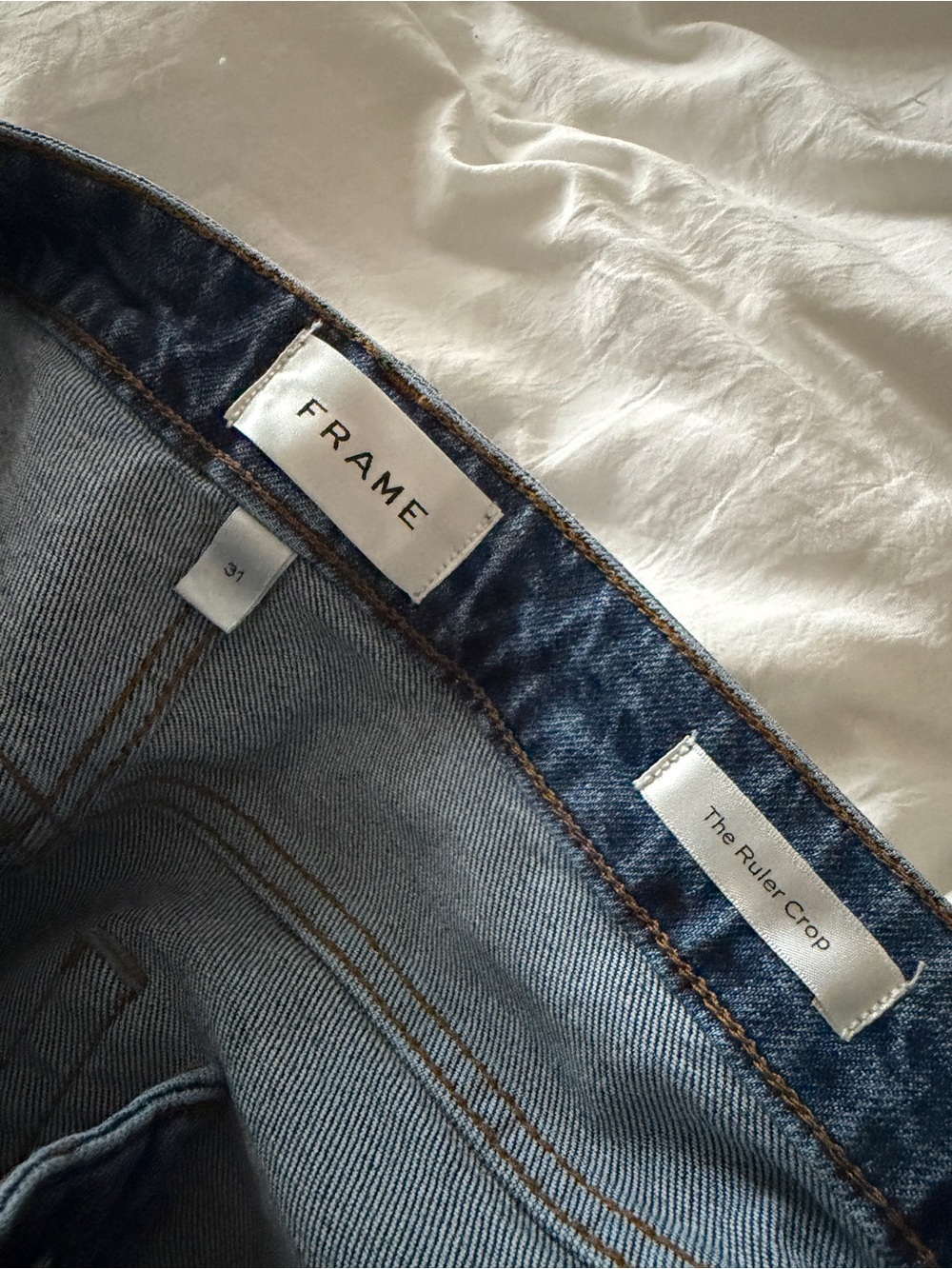 NWOT Frame Denim The Ruler Crop Jeans Women’s 31 Frayed Hem - Picture 2 of 6